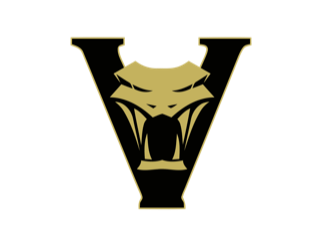JrVipers crest — black block V wrapped around a Vegas-gold viper head