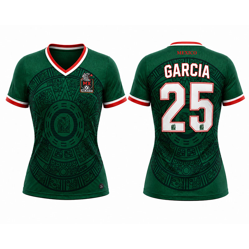 Custom Mexico Women’s Soccer Jersey with Name & Number – Sublimation Team Uniform