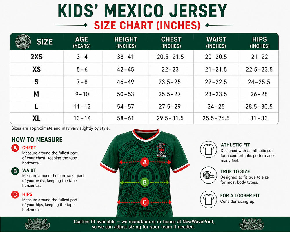 Custom Mexico Youth Soccer Jersey with Name & Number