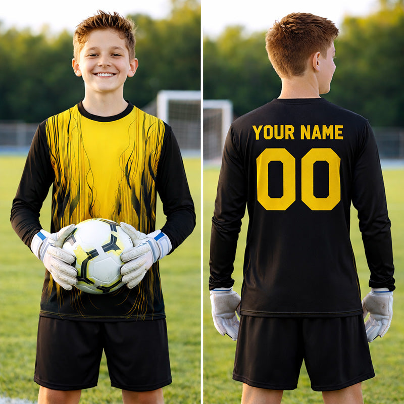 Sentinel Goalkeeper gold black kit black shorts
