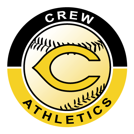 Crew Athletics crest — black and gold roundel with interlocking wrench-style C over a baseball