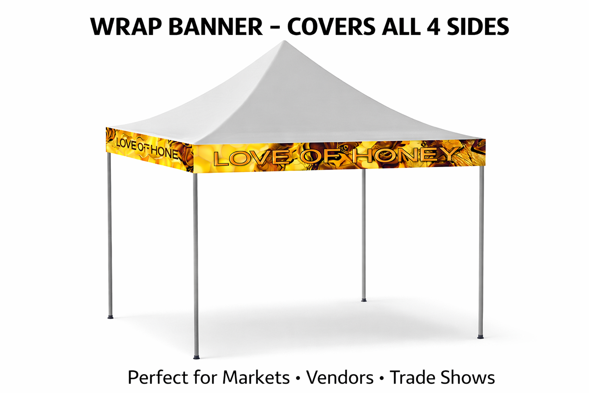 Wrap banner on 10x10 tent