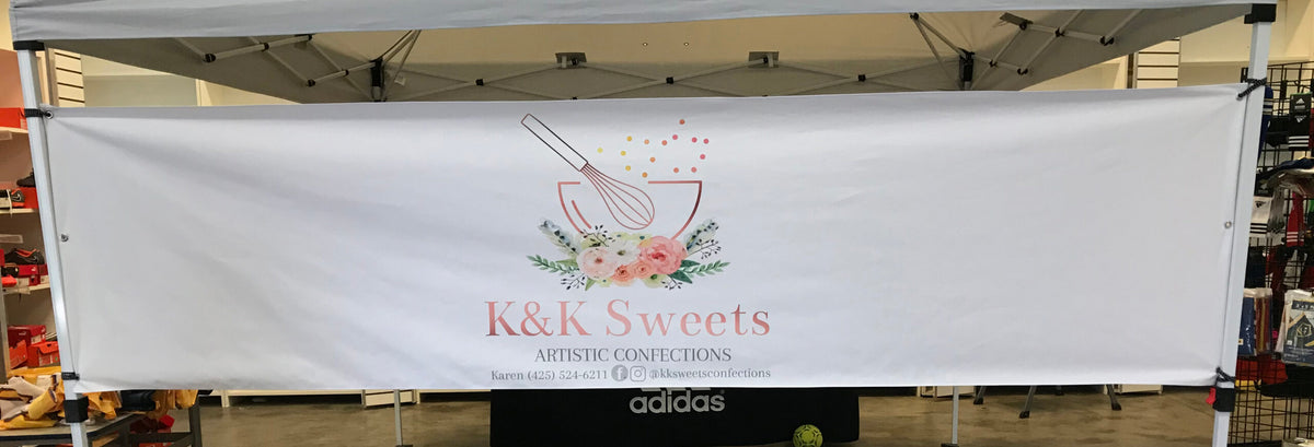 Long customer banner white with logo