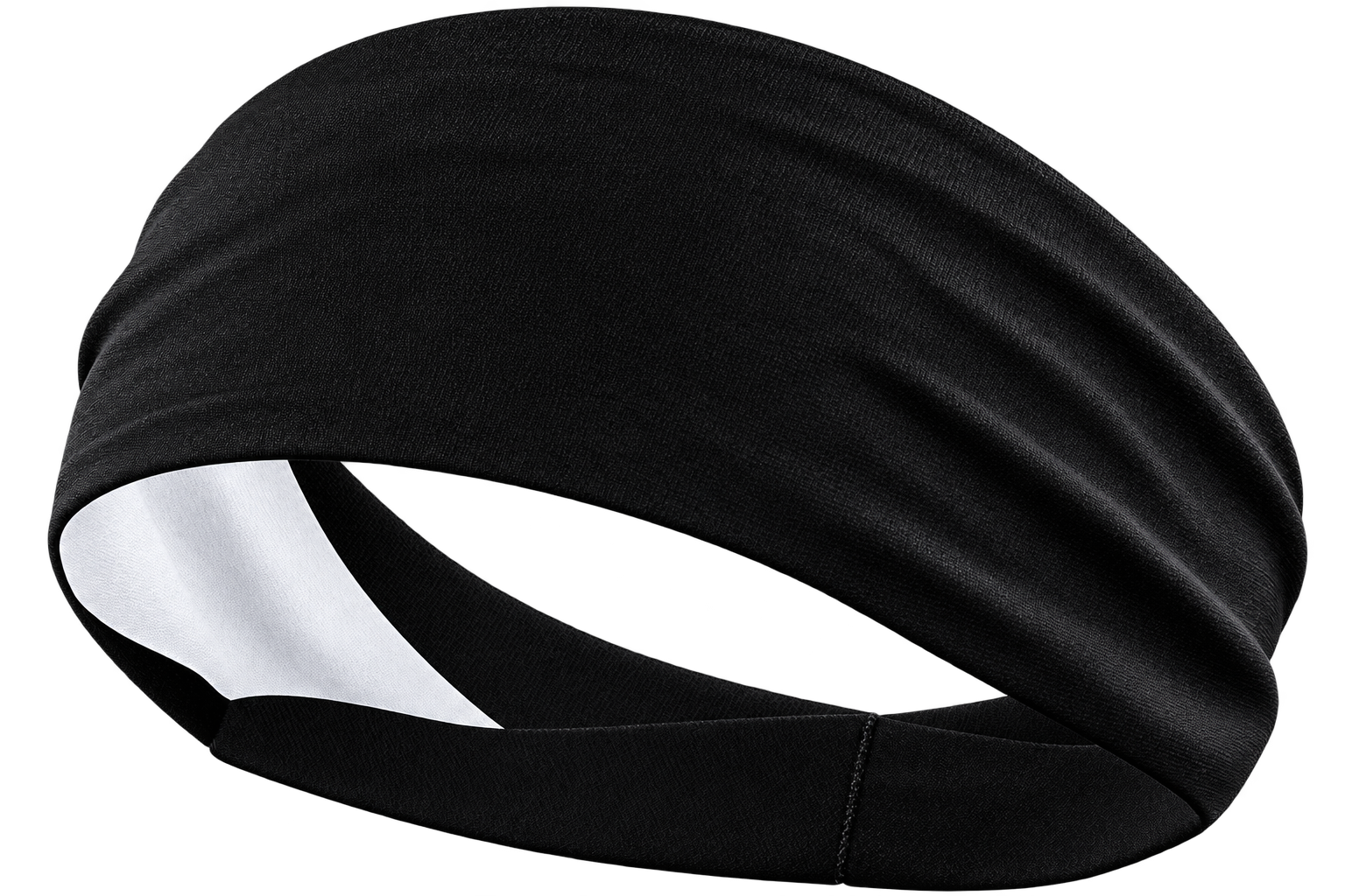 Jet black custom sports headband, front product view