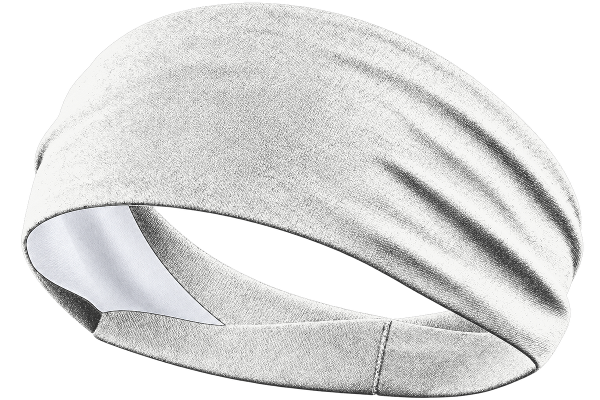 Performance white custom sports headband, front product view