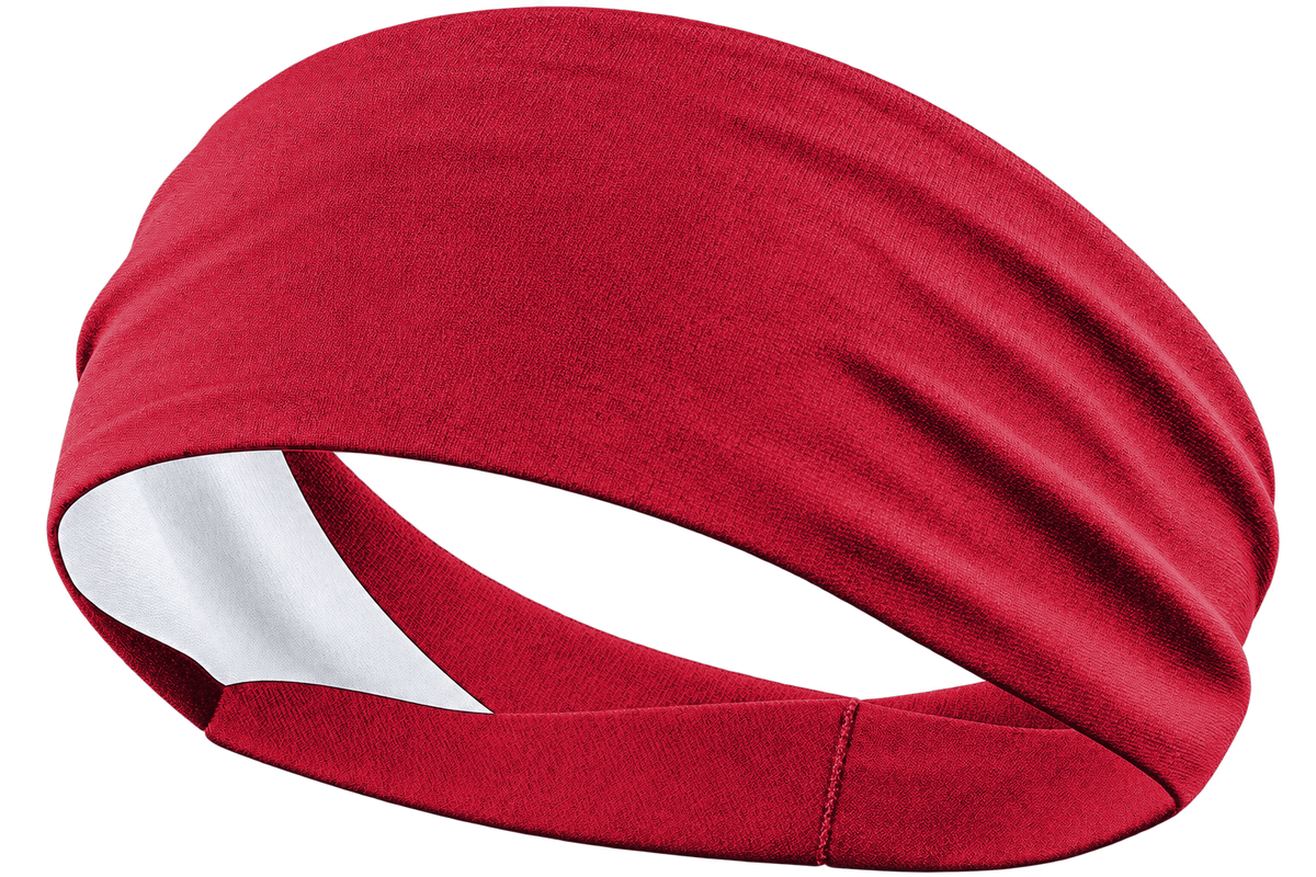 Scarlet red custom sports headband, front product view